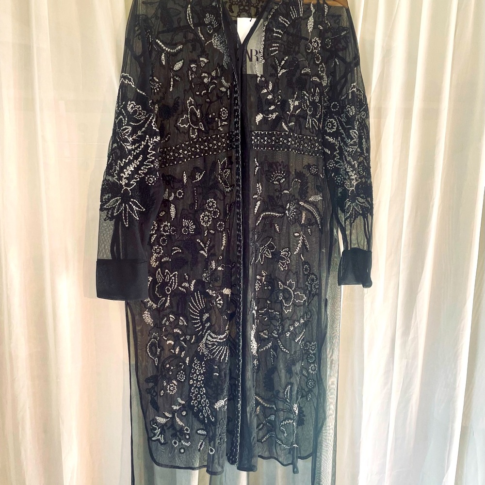 Zara see through long duster dress. Size m,